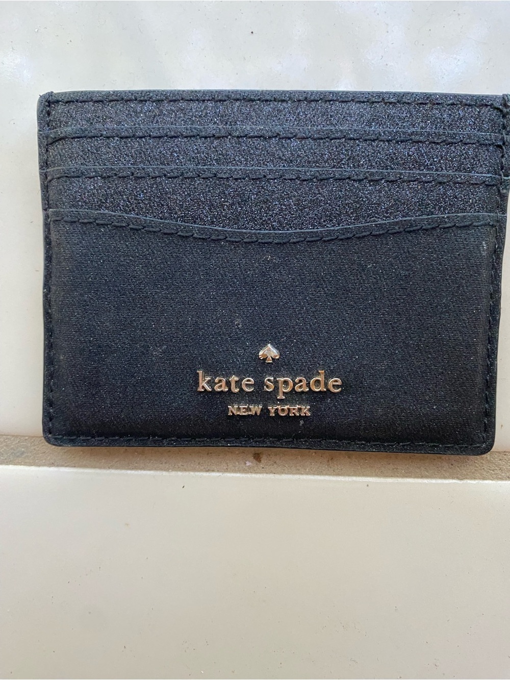 kate spade black and gold card holder